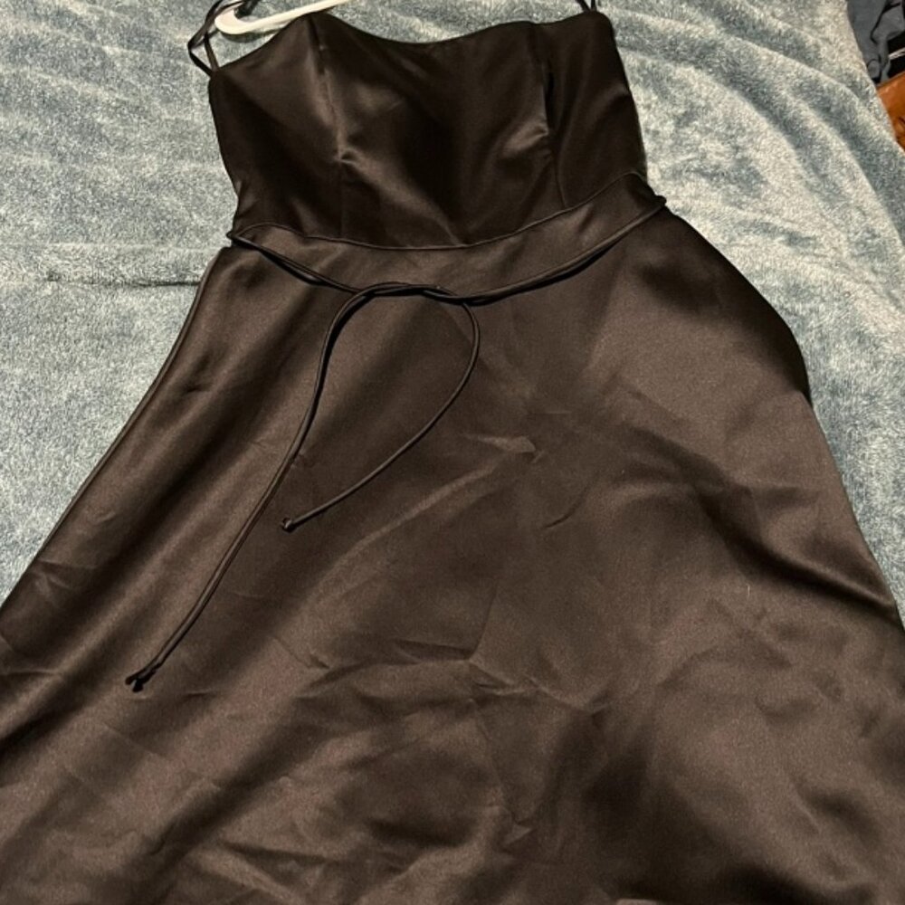 White House Black Market Black Satin Strapless Dress